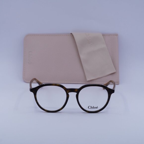 Chloe CH0012O 008 Round Eyeglasses 50mm - Dark Havana/Brown - Picture 4 of 11